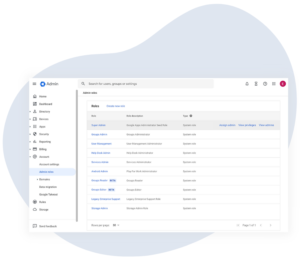 Screenshot - admin console