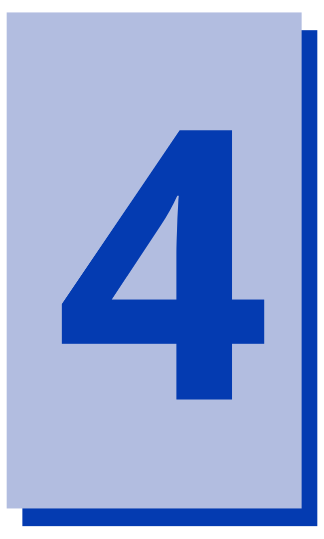Large blue number "4" on a light purple square background. Simple design with bold colors.