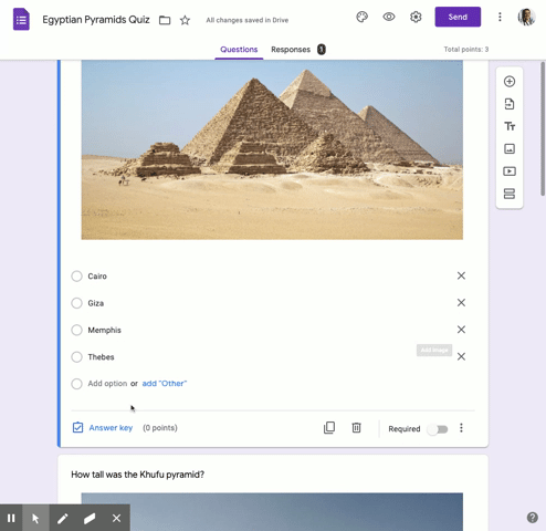 Example of Google Forms quiz