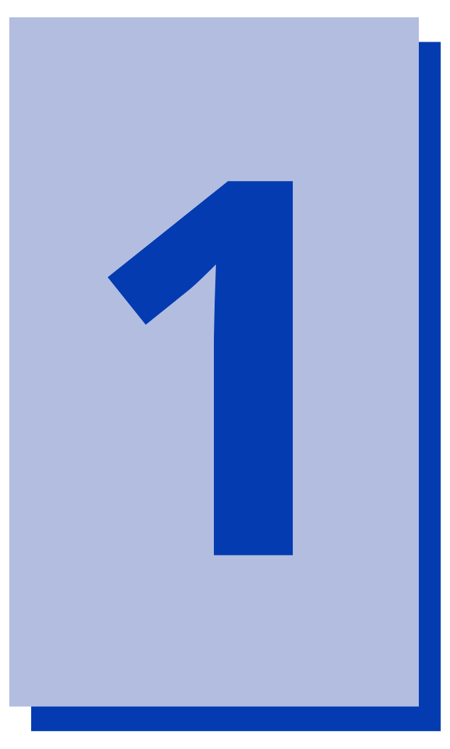 Large blue number "1" on a light purple square background. Simple design with bold colors.