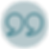 A blue quotation mark symbol centered on a light gray circle background.