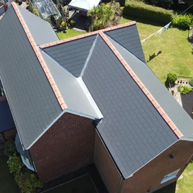 New roof installed aerial view