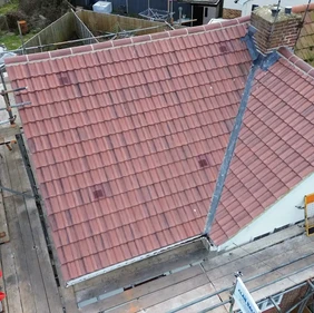 Aerial view of a roof installation
