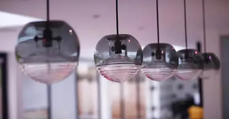 a closeup shot of hanging glass ball lights