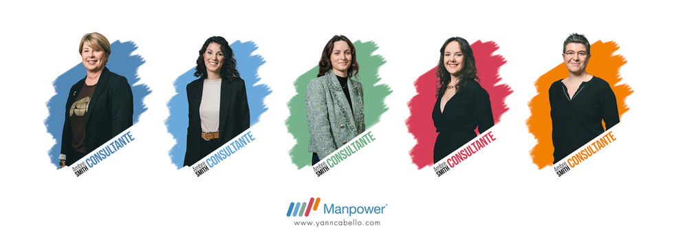 Montage de portraits professionnels d’une équipe Manpower