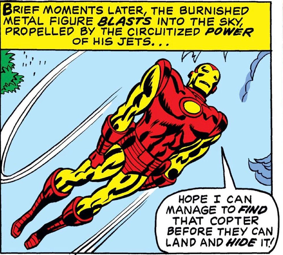 Not the most inspiring picture of Iron Man soaring through the sky.