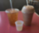 Protein shake, tea & aloe shot