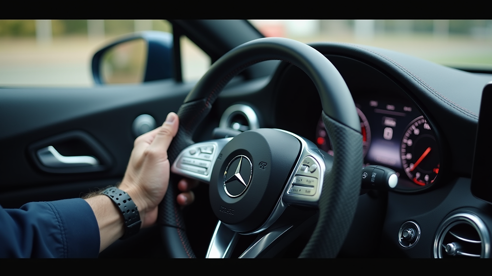 Close-up view of a Mercedes-Benz diagnostic tool connected to a vehicle