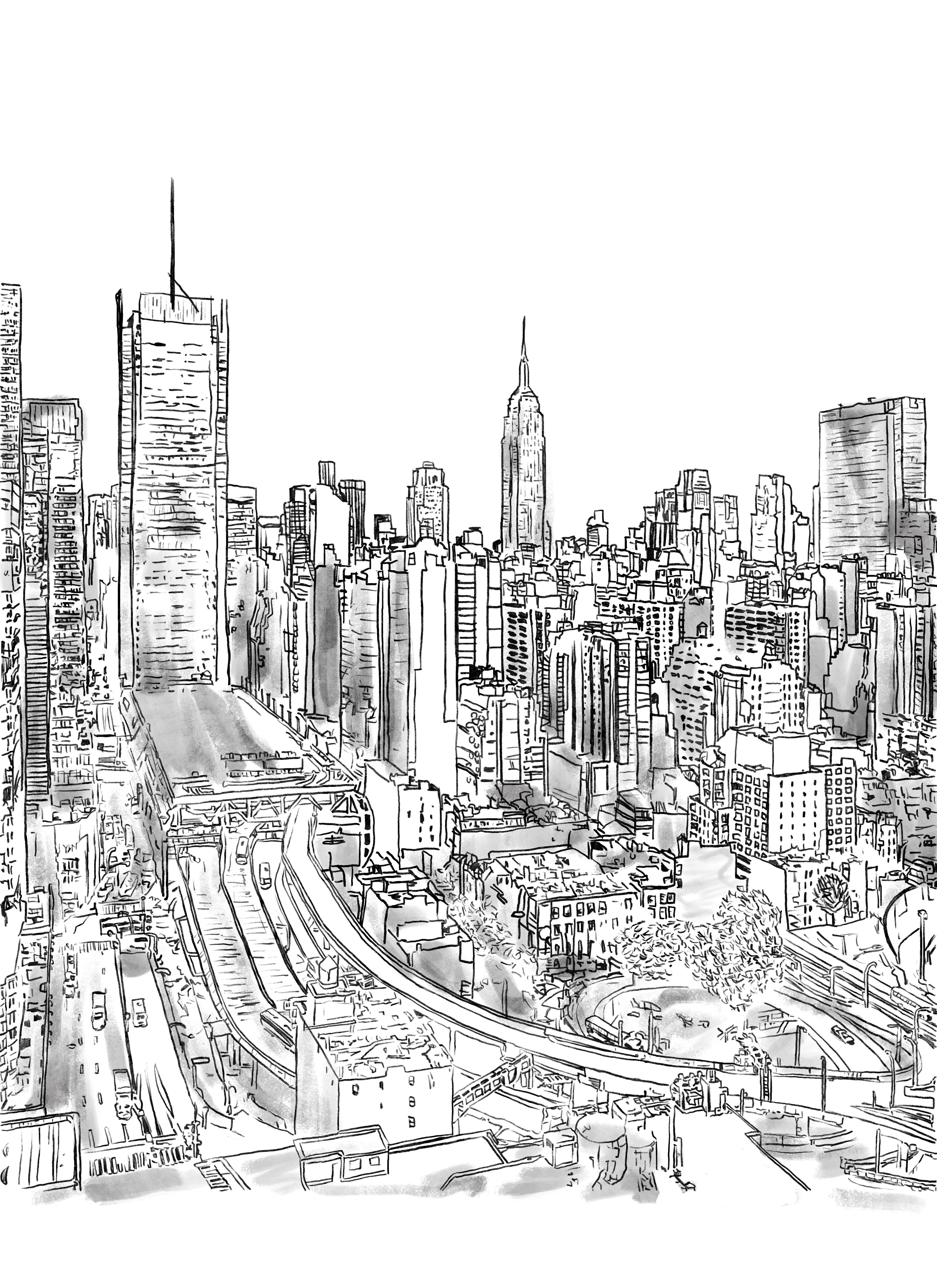 NY City View (14" x 11" size)