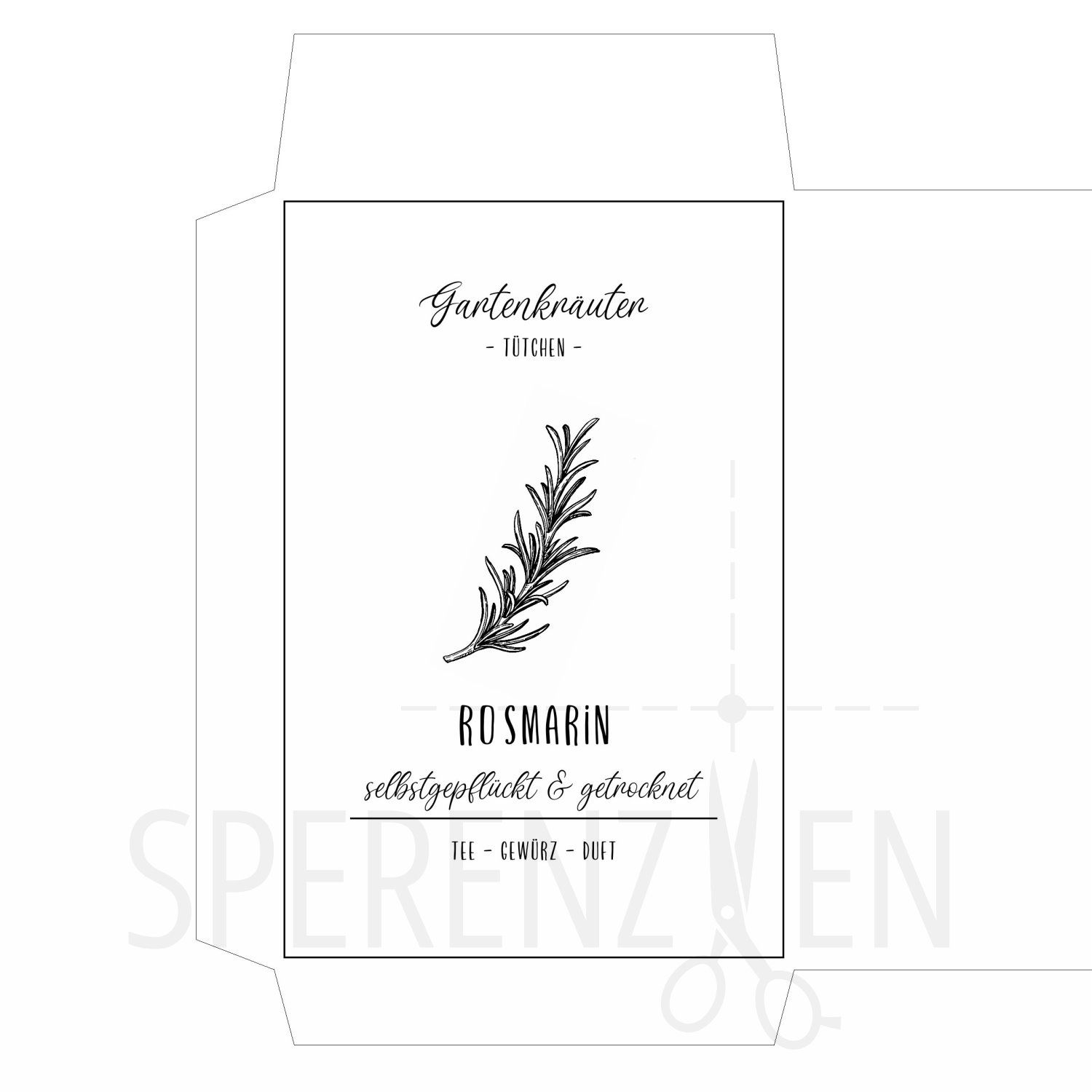 Druckvorlage "Kräutertüte Rosmarin"