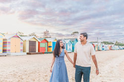Brighton Beach morning Couple Photographer engagment Melbourne
