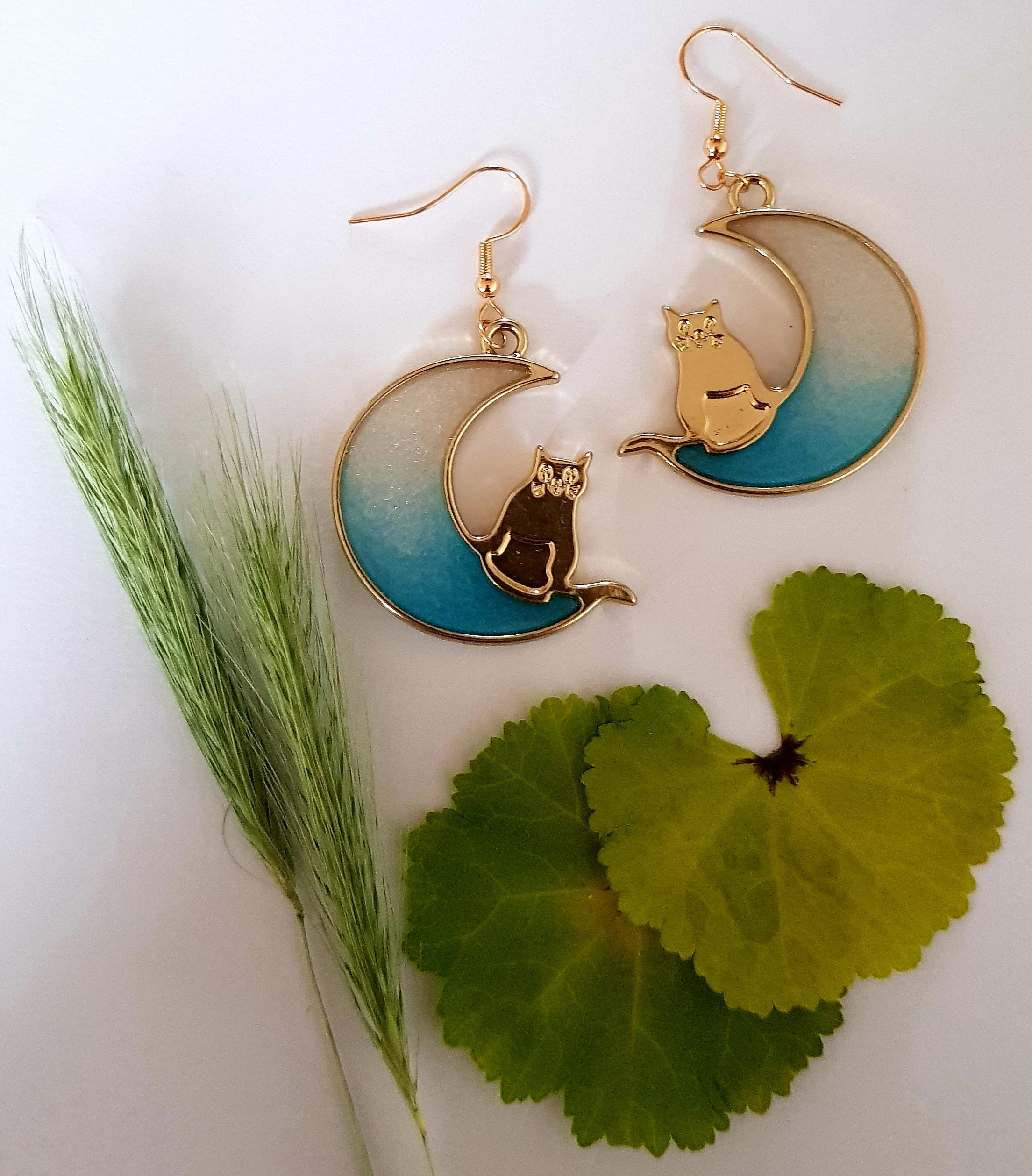 Cat and Moon Earrings