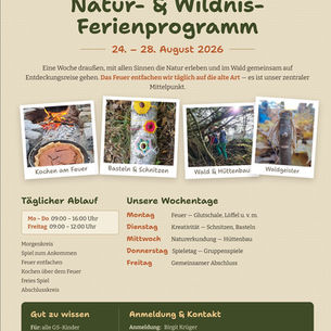 Neu in den Sommerferien: Natur- und Wildnisabenteuer für unsere Grundstufenkinder!
