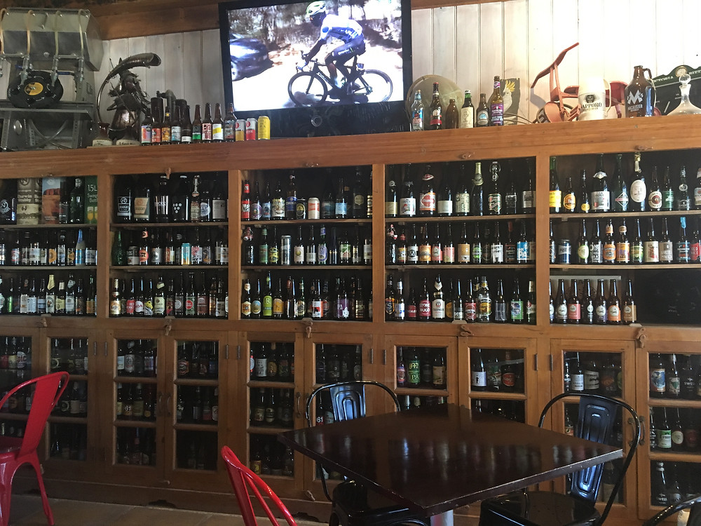 The live race coverage inside the brewery