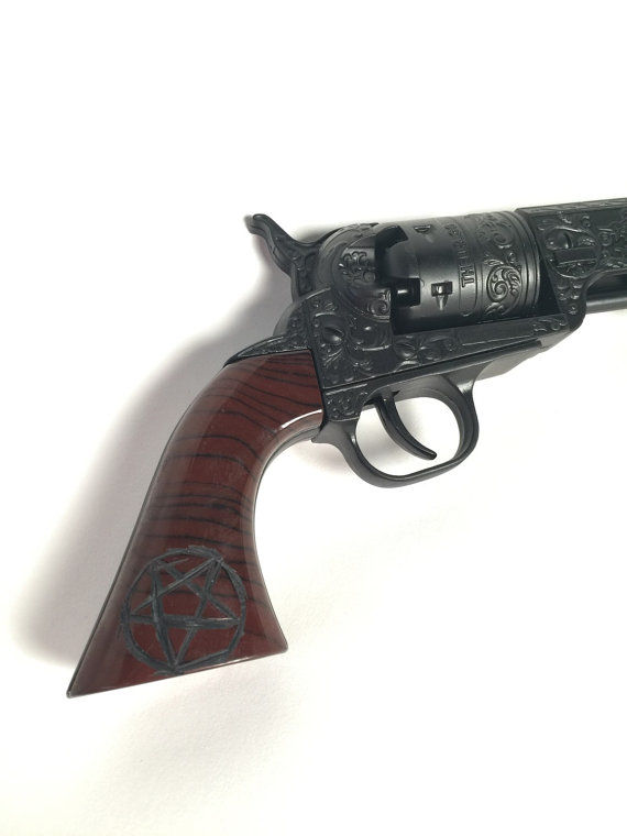 Thumbnail: Metal Colt Replica w/ Shadow Box Carved Handle and Winchester Bullets