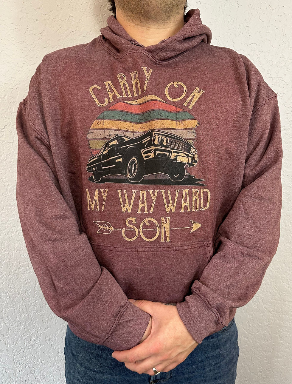 Thumbnail: Carry On Heather Maroon Hooded Sweatshirt