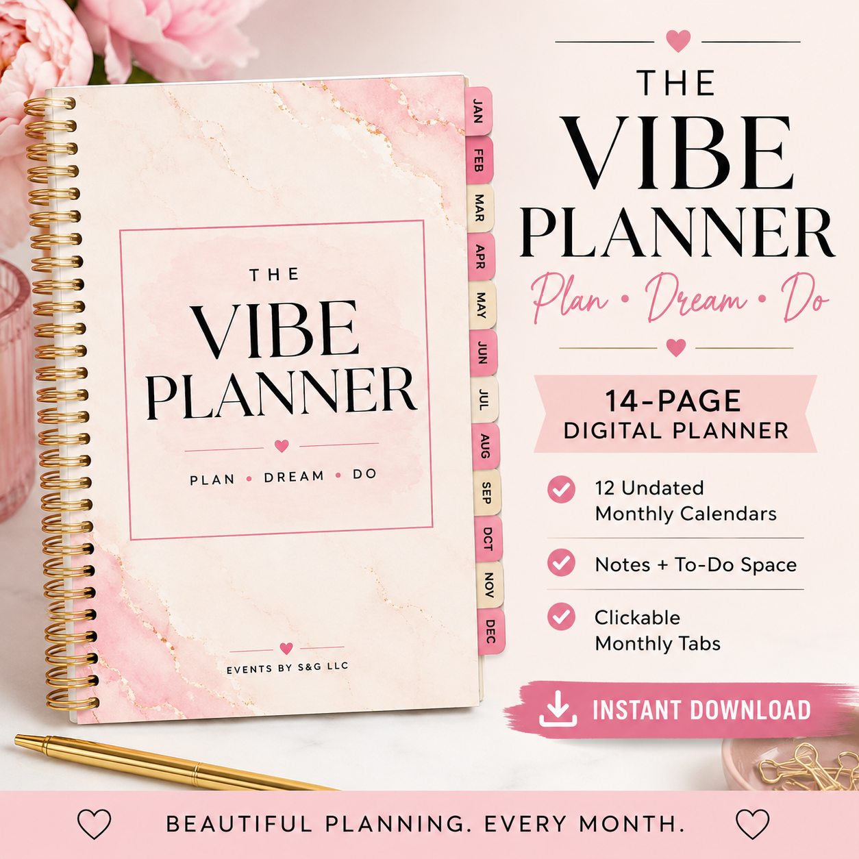 The Vibe Planner | 14-Page Undated Digital Planner