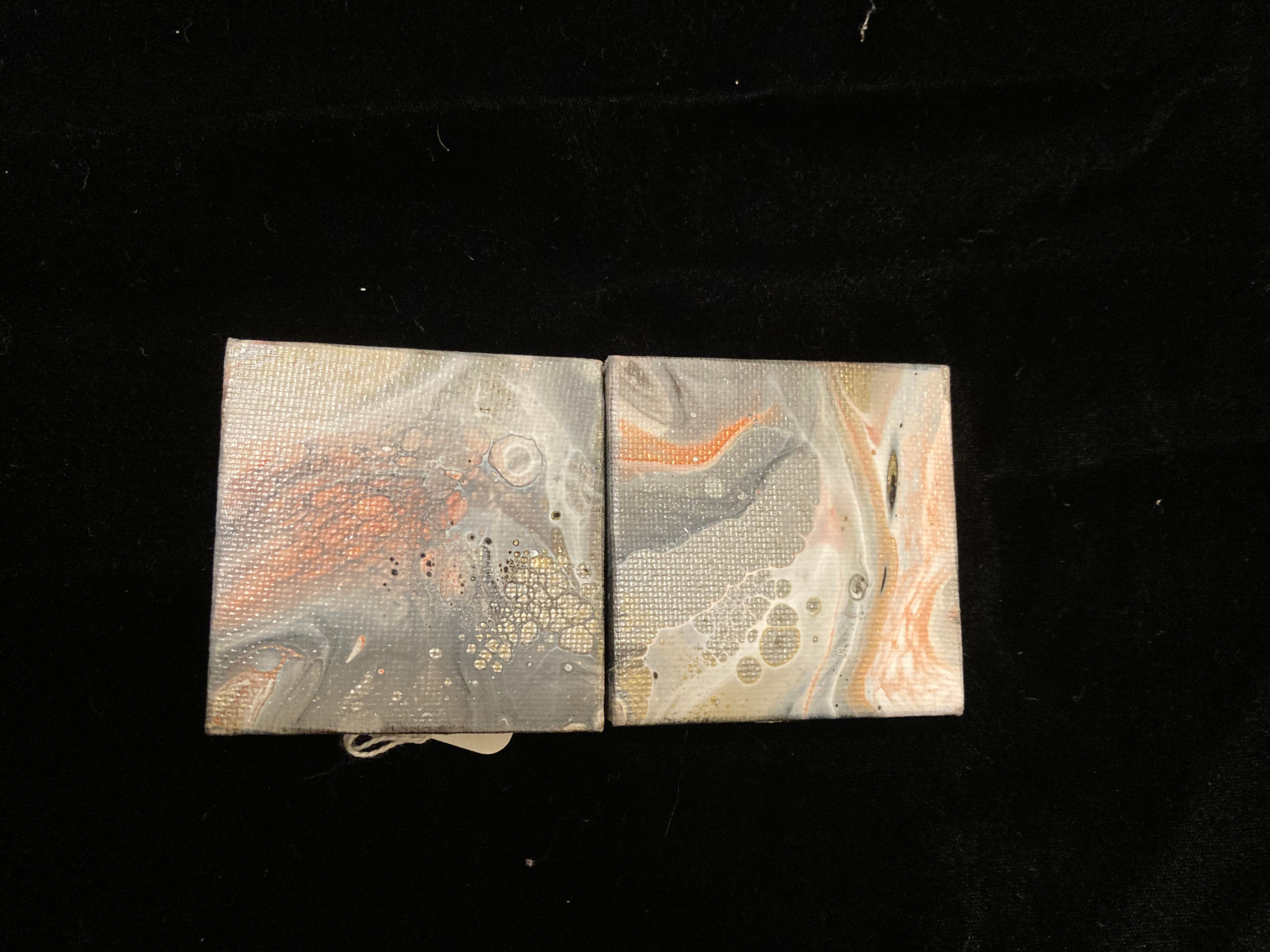 Striking Ore- Twin 2x2 Acrylic Pours