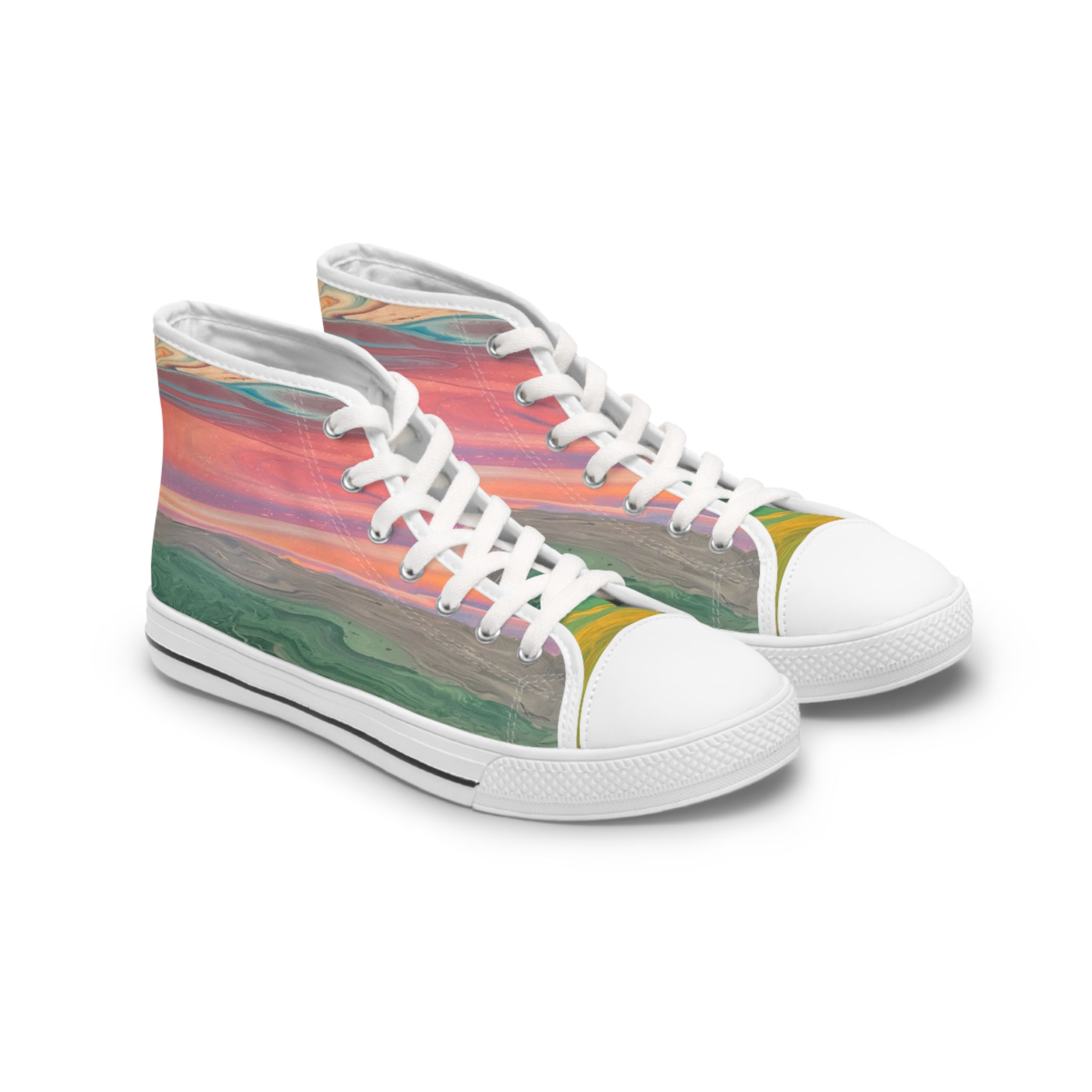 Colorwave High Tops — Women's Abstract Sunset Canvas Sneakers