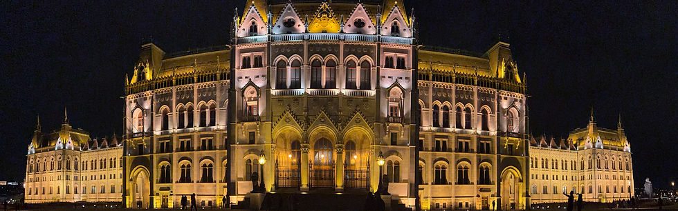 Hungarian Parliament lit up at night