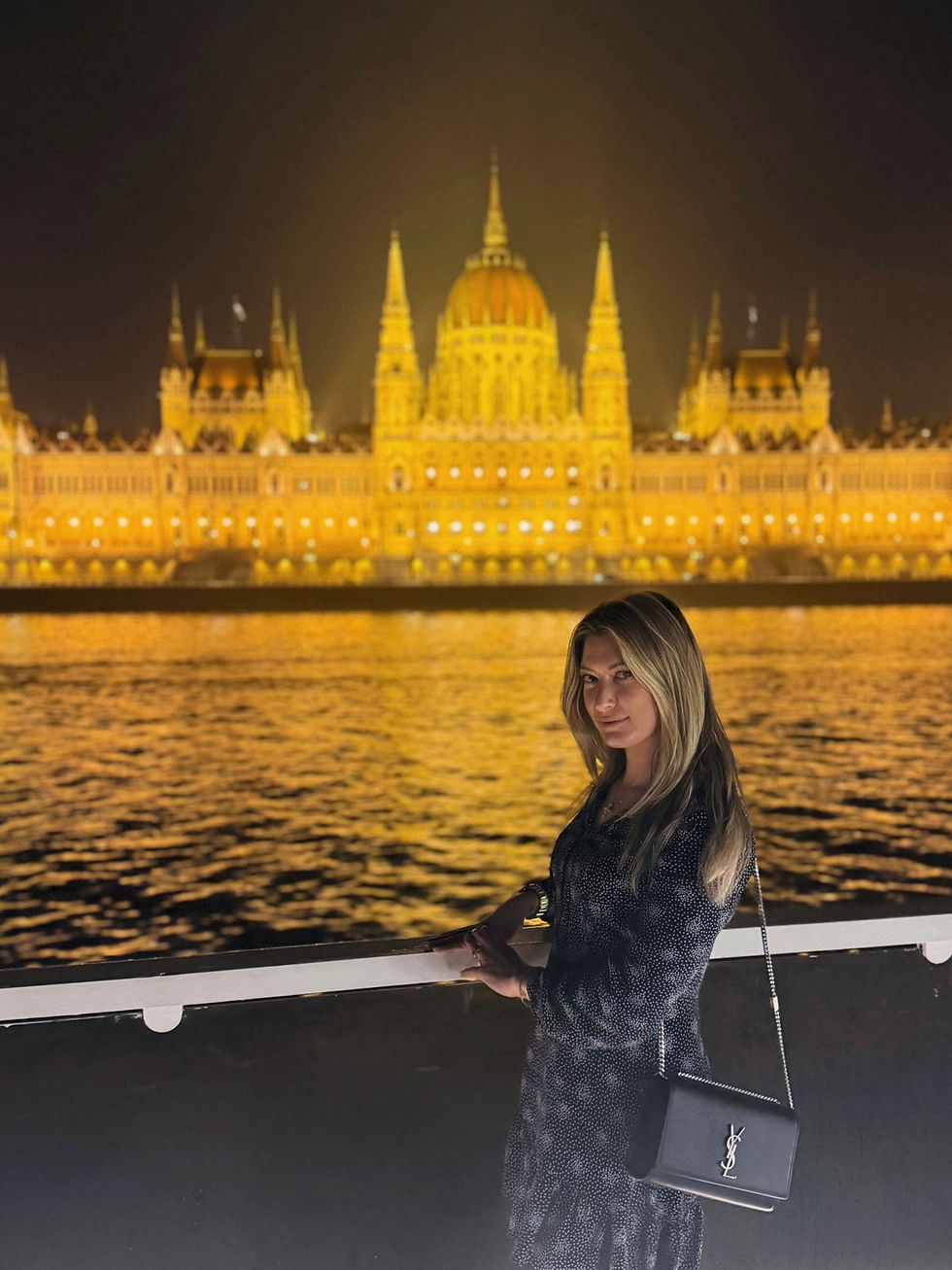 View of the Parliament Building from Danube River cruise.