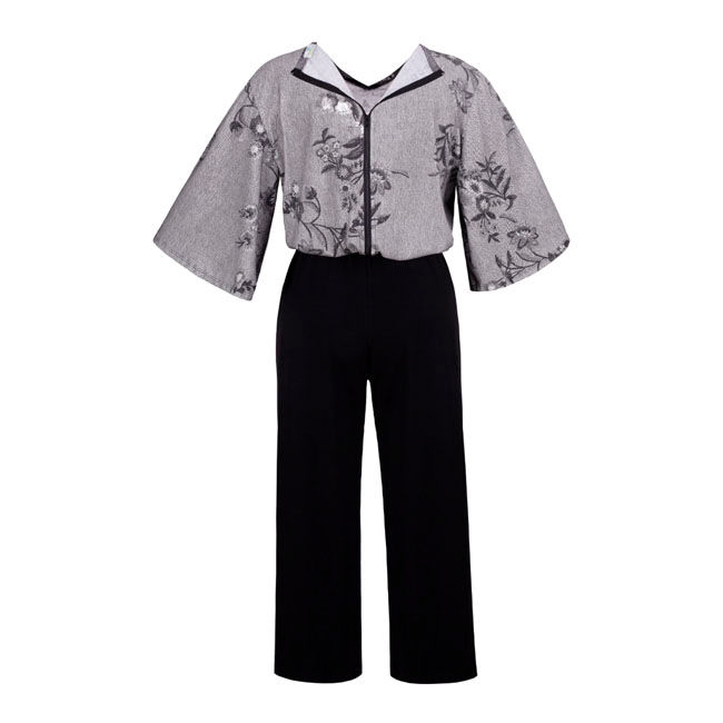 Thumbnail: Conjunto Adaptwear: blusa cinza com calça preta. Ideal para pacientes com Alzheimer, evita o auto despimento.
