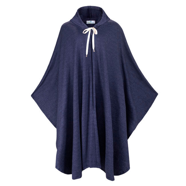 Miniatura: Poncho Adaptwear para cadeirantes com costas curtas, zíper frontal e capuz. Fácil vestir e evita que o tecido prenda na roda