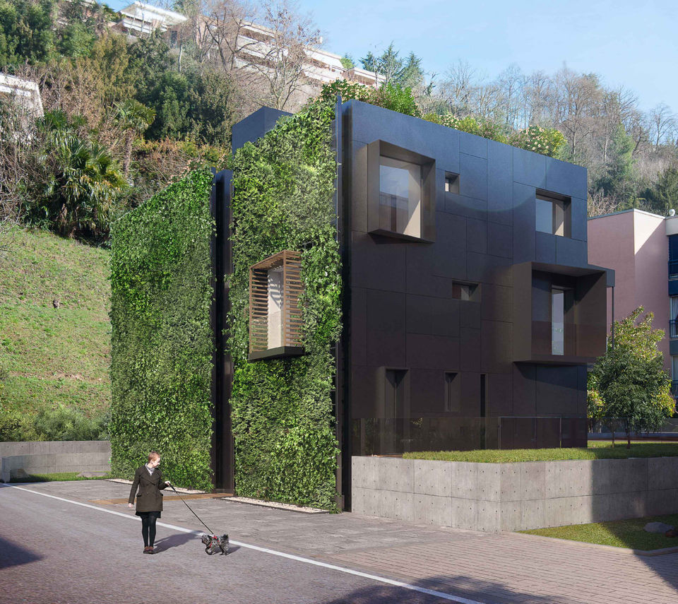 Progetto residenziale contemporaneo con facciate ventilate e giardino pensile