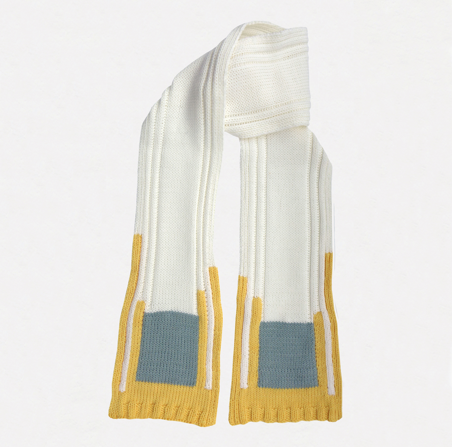 Kid's scarf B.M. square yellow, grey, white