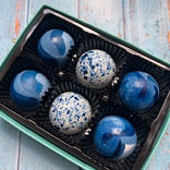 Selection of blue handcrafted chocolates