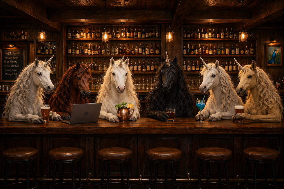 Six Unicorns Walk into a Bar