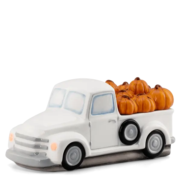 Retro White Truck Warmer with Pumpkin Delivery Lid