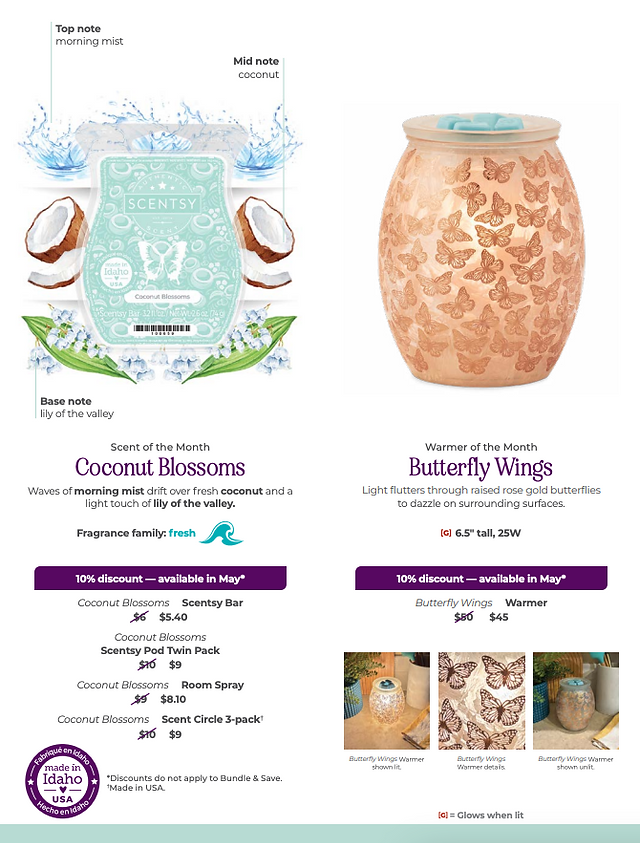 May 2025's Scentsy Warmer of the Month: Butterfly Wings & Coconut Blossoms