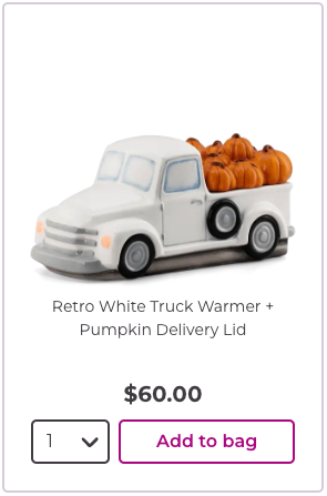 Retro White Truck Warmer + Pumpkin Delivery Lid