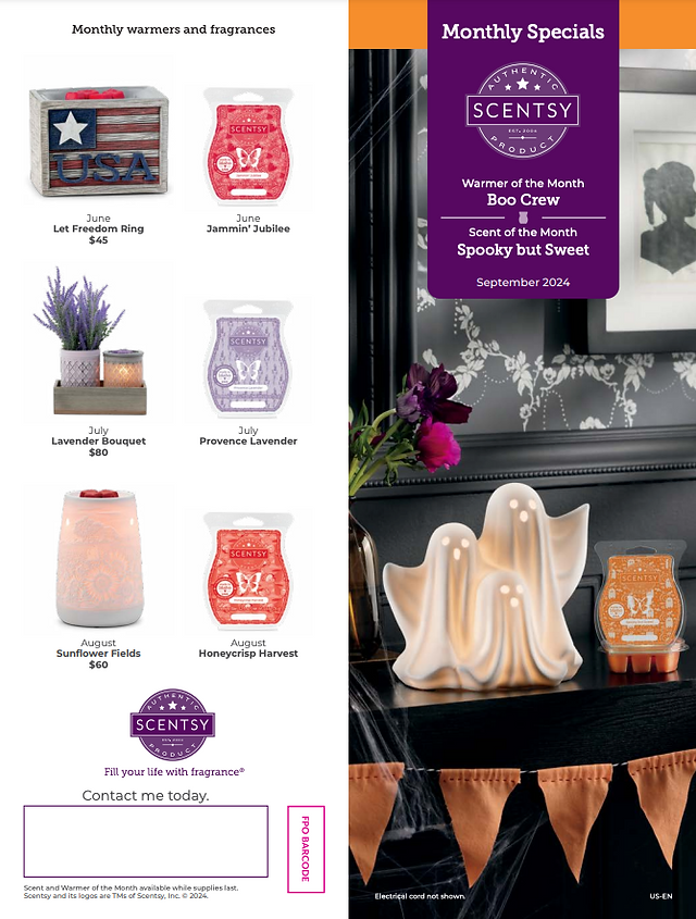 September 2024 Scentsy Warmer & Scent of the Month