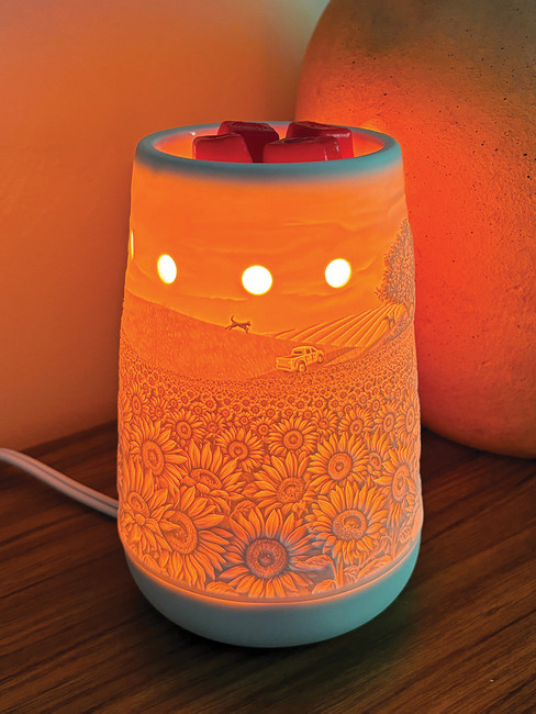 Scentsy's August 2024 Warmer of the Month Sunflower Fields Warmer