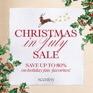 Jingle all the way to Scentsy's Christmas in July Sale. Christmas & holiday-themed décor + fragrances up to 80% off