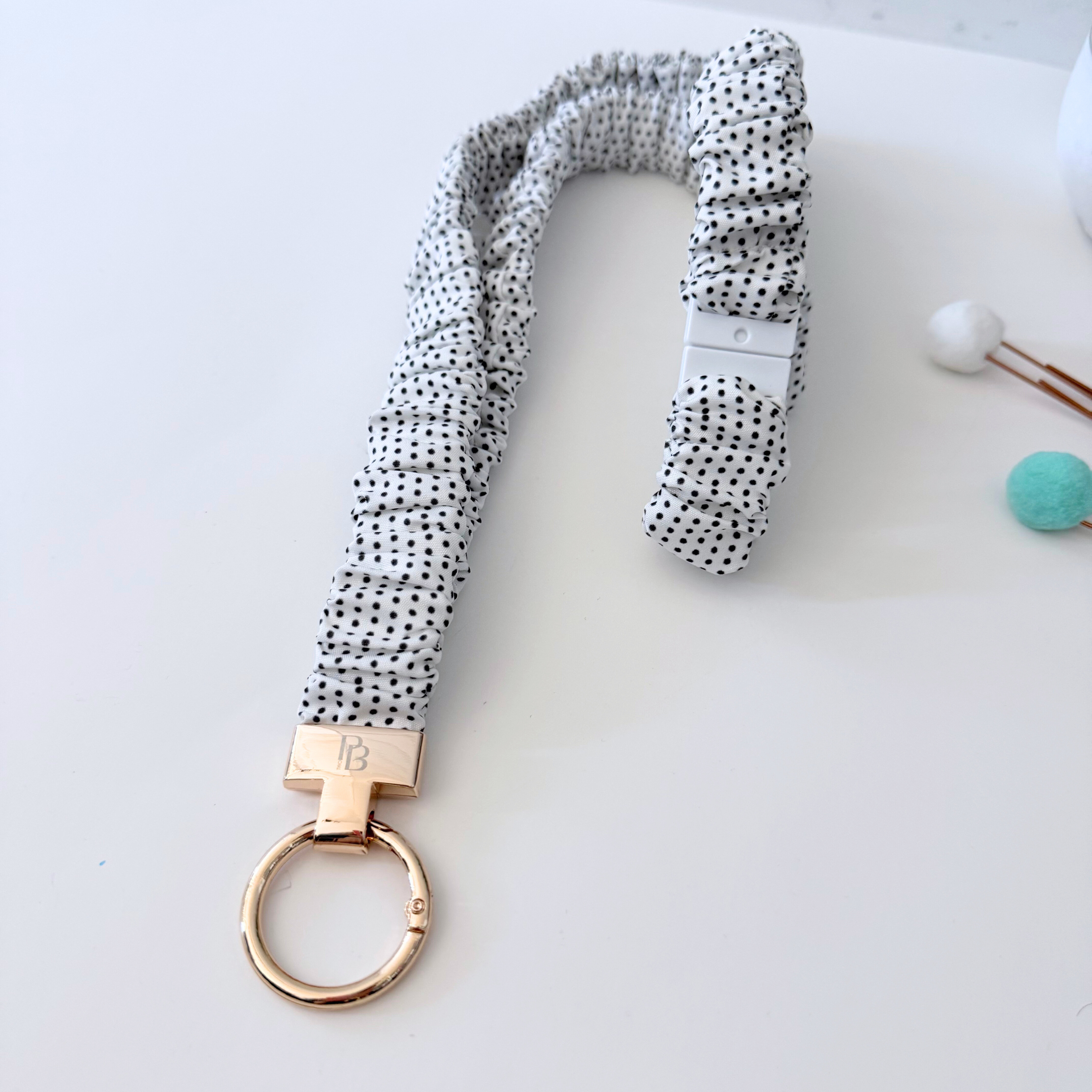 Polka Dot Scrunchie Lanyard