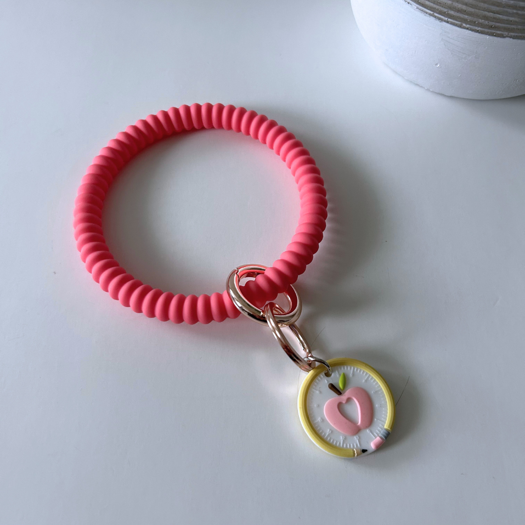 Pink with Teacher Charm Wristlet