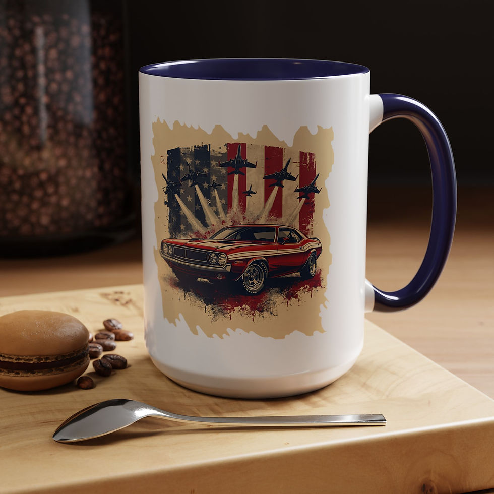 Thumbnail: Classic American Muscle Car Accent Coffee Mug — Vintage Auto Driver Gift