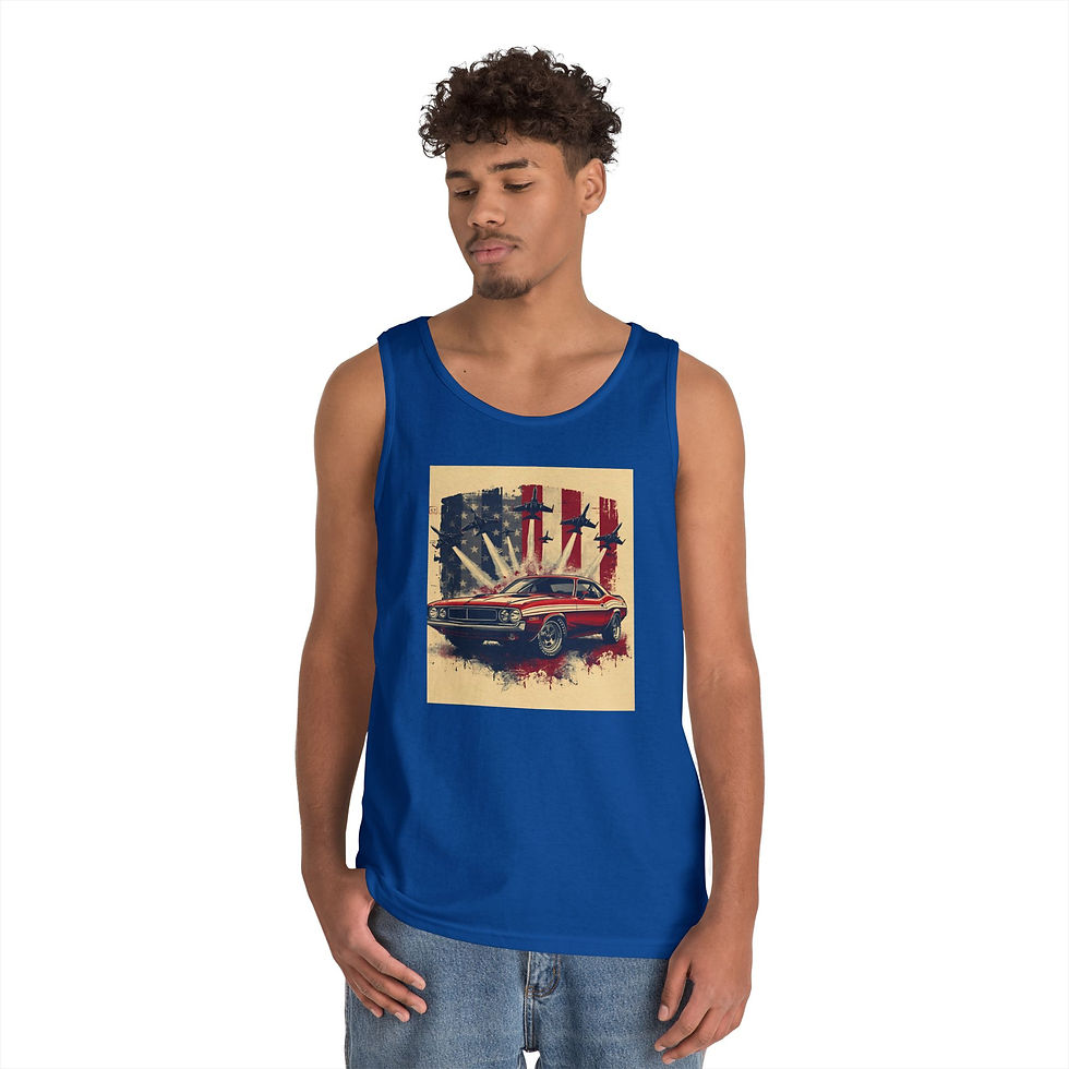 Thumbnail: Vintage American Muscle Car Tank Top – Retro Stars & Stripes Road Trip Tee