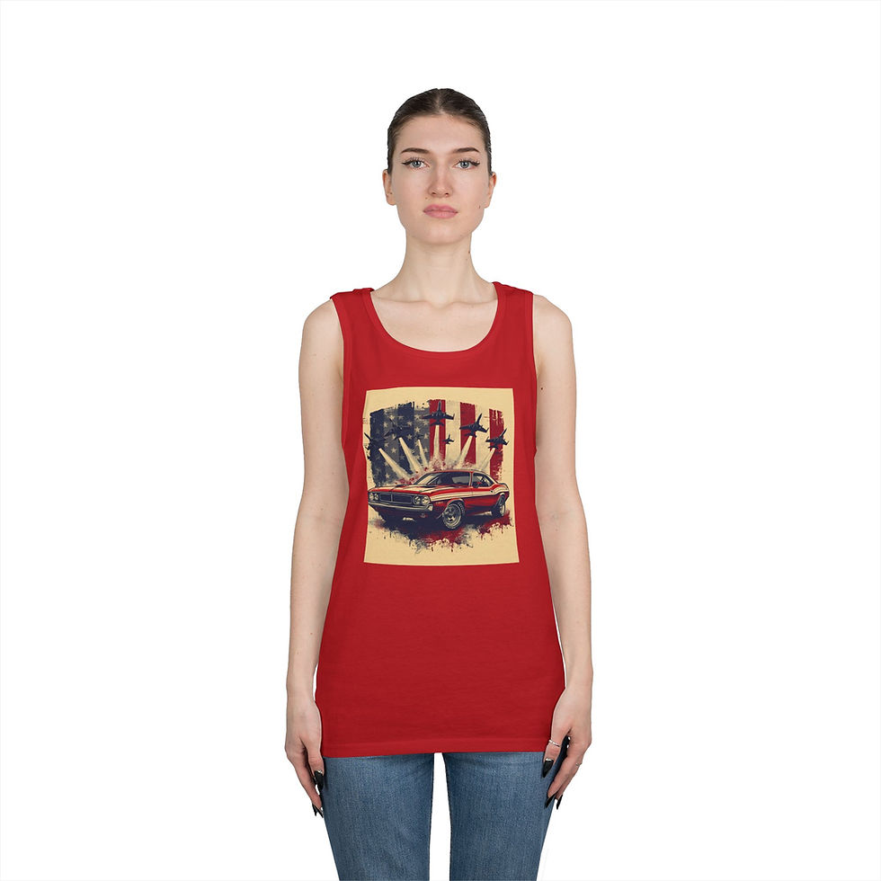 Thumbnail: Vintage American Muscle Car Tank Top – Retro Stars & Stripes Road Trip Tee