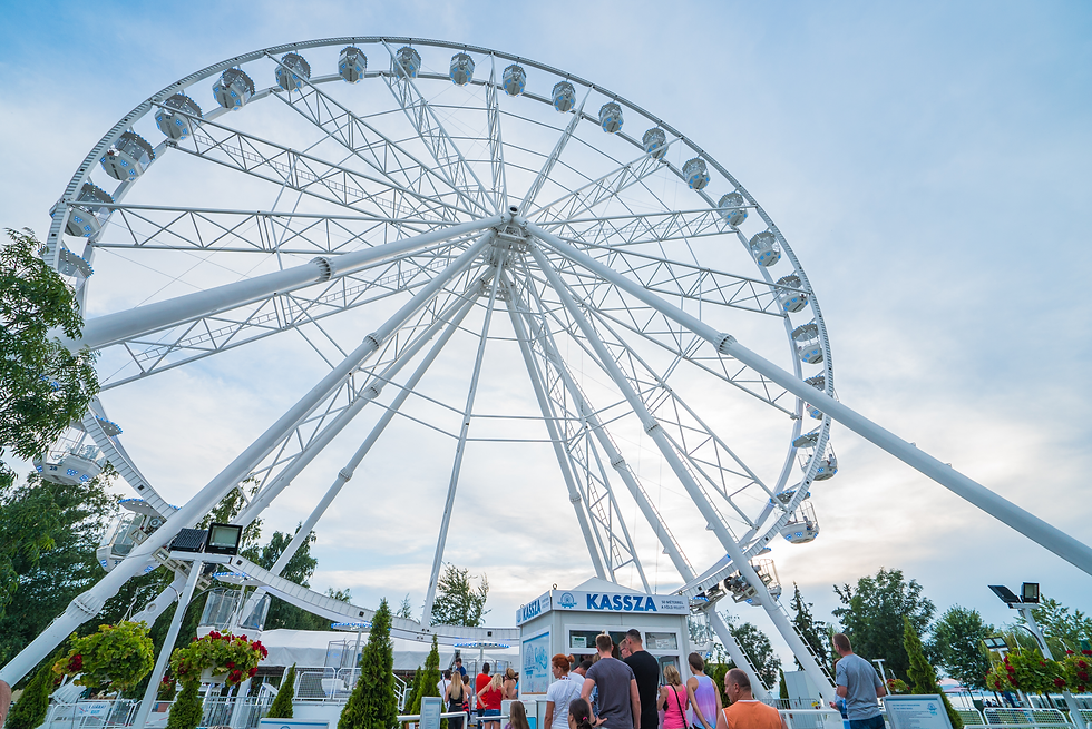 Ferris wheel with people around