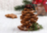 Gingerbread Christmas tree with Christmas decorations in background