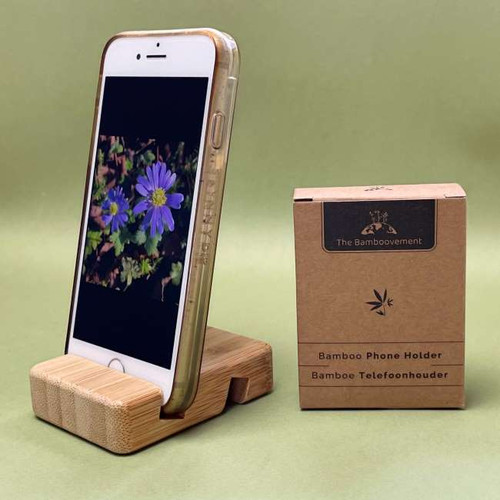 BambuMate Bamboo Cell Phone Tablet Stand Large, Adjustable Desktop Holder Compatible With Kindle, Tablet , Smartphones, Book Stand For Textbook, Recipe, Magazine (Support To 17" Devices