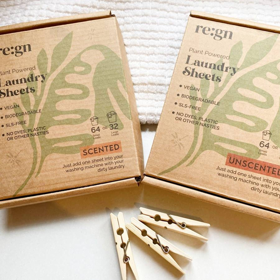 Thumbnail: Two boxes of eco-friendly laundry detergent sheets, one scented the other unscented