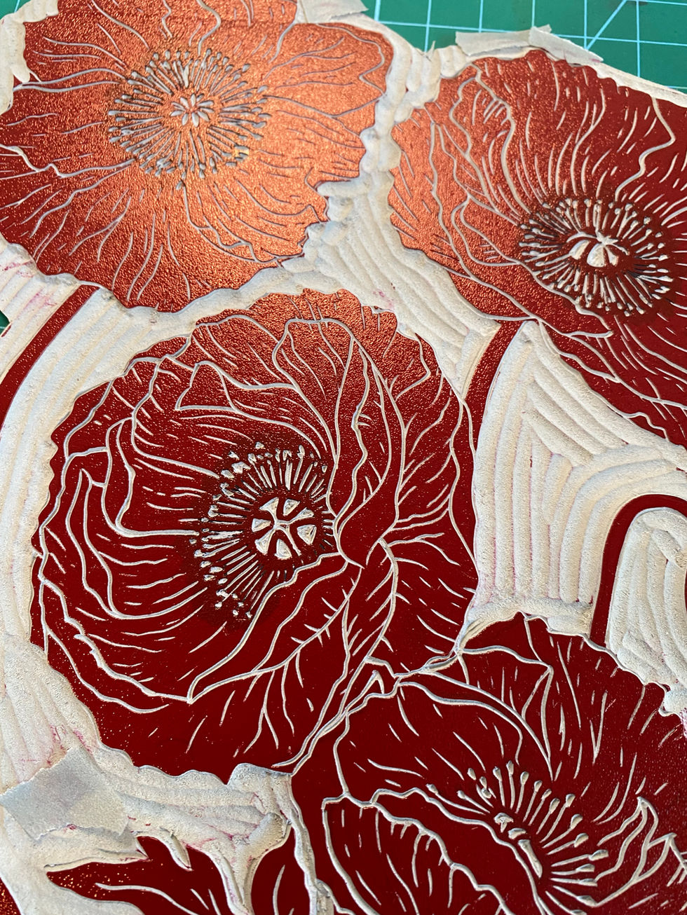 Red Poppy linocut print
