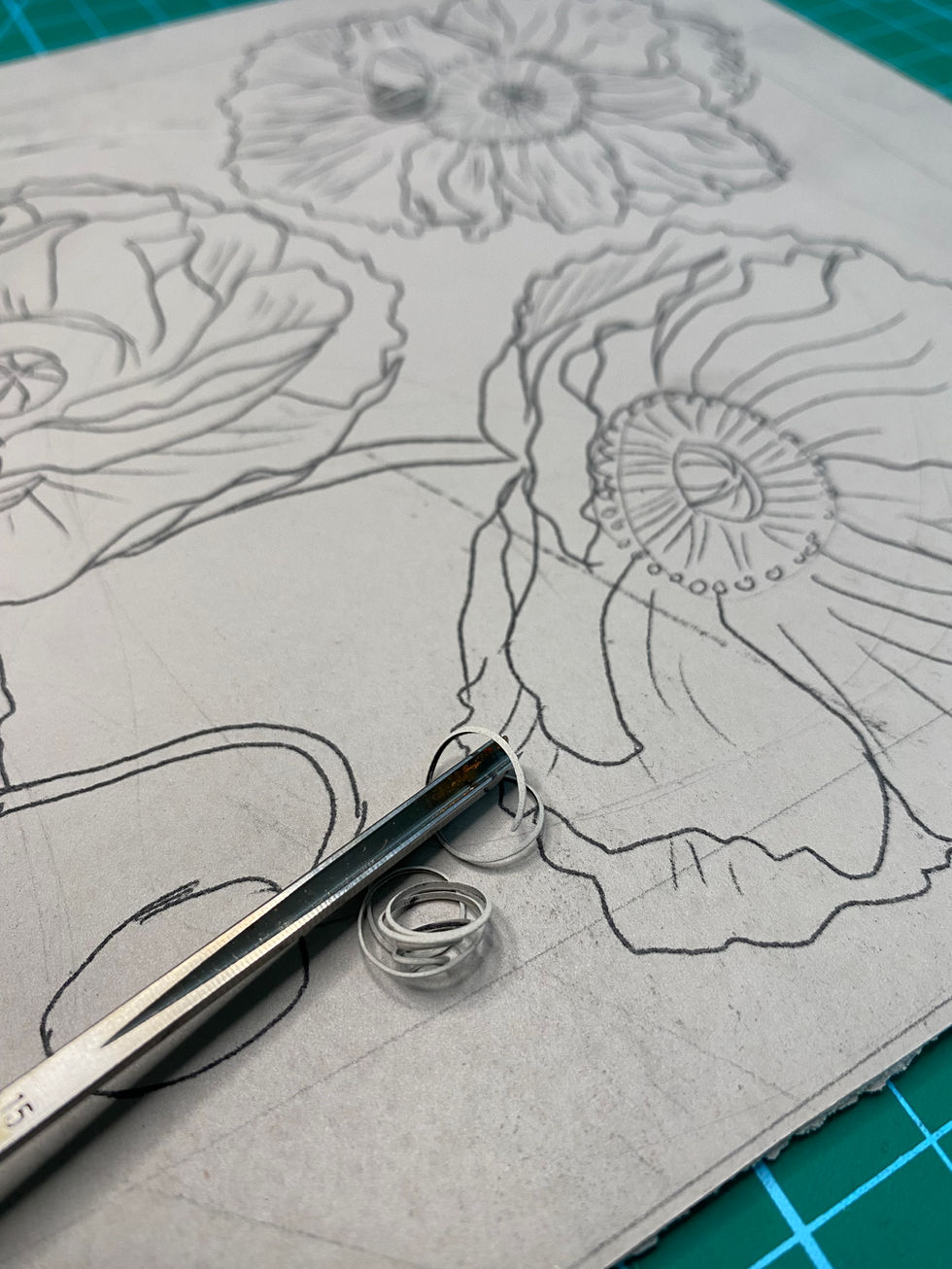 Red Poppy carved linoleum block