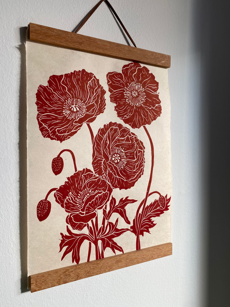 Red Poppy linocut print