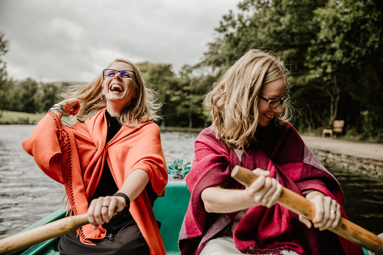 two brides in a boat at shibden park